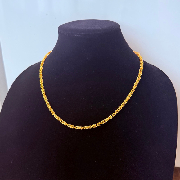 Estate Pure 9999 24k Solid Yellow Gold 4mm Byzantine Chain Link Necklace 20.5” - Picture 3 of 7